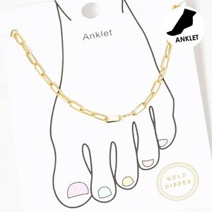 Gold Chain Link Paperclip Minimalist Simple Anklet Metal